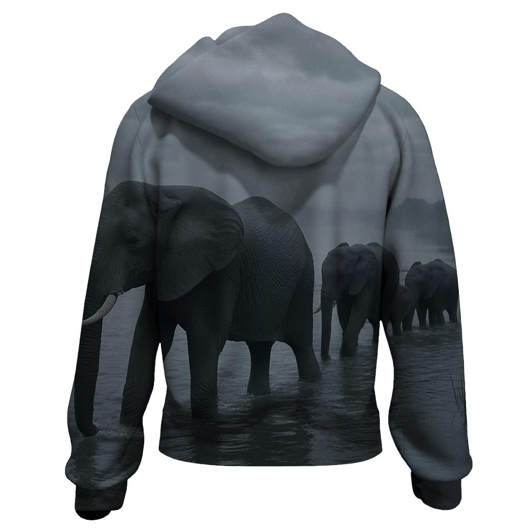 Mist Line Elephant Crossing lightweight hoodies
