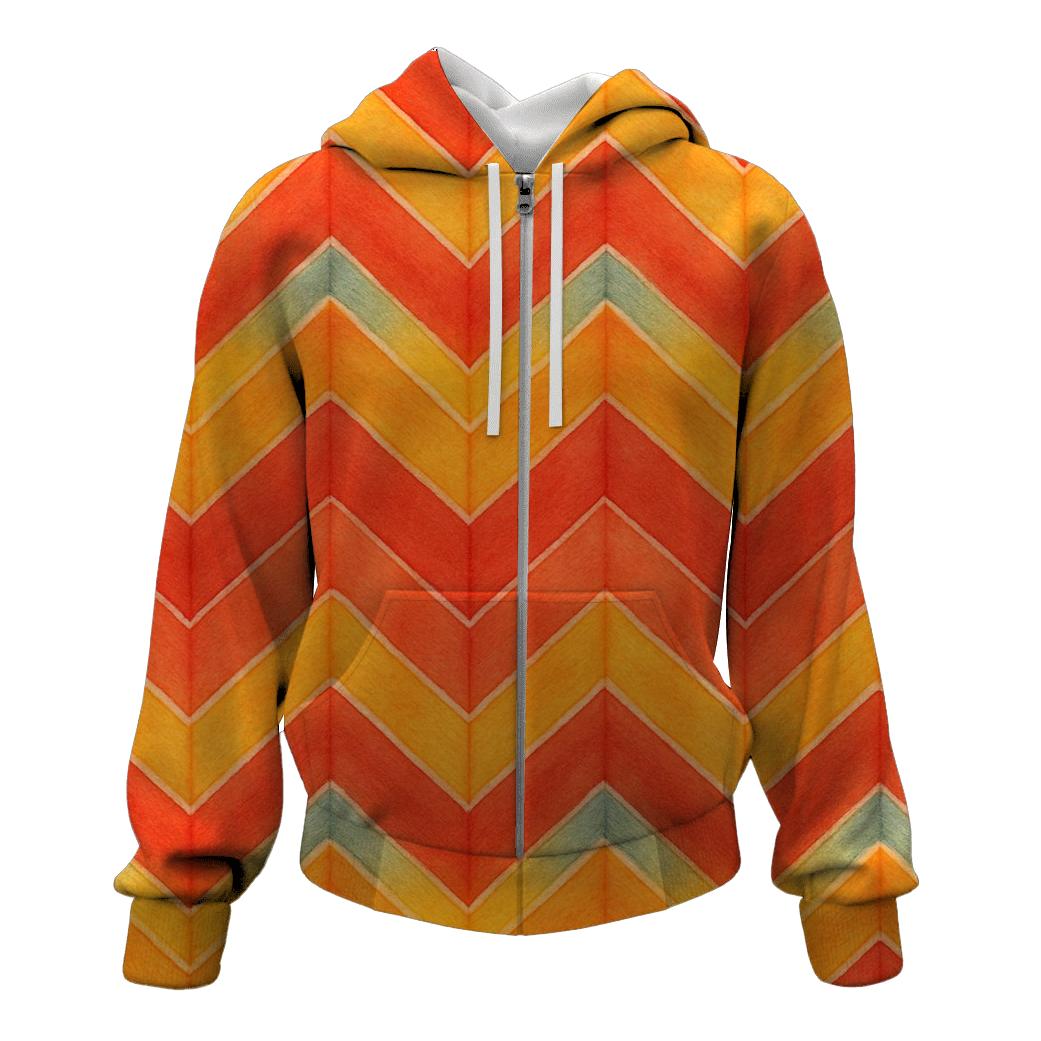 Sunset Chevron Accordion Waves zip-up hoodies