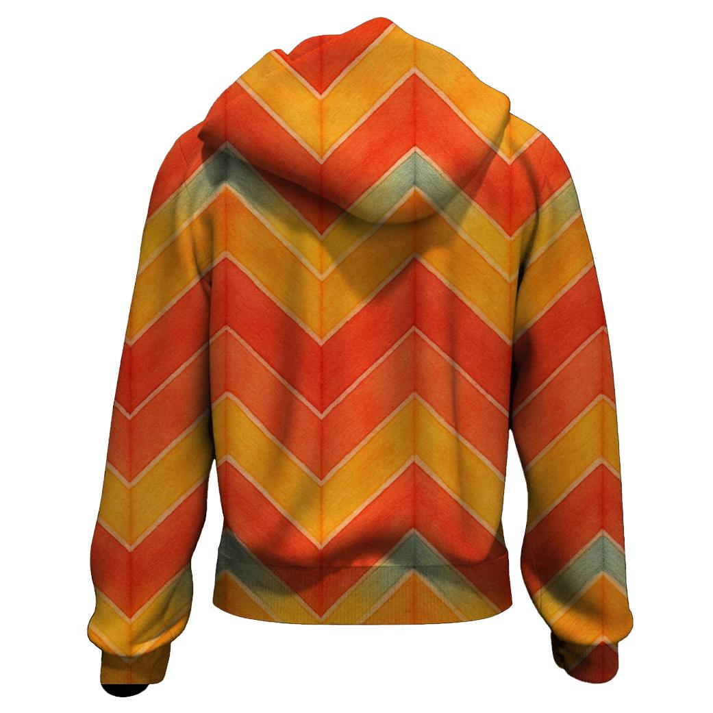 Sunset Chevron Accordion Waves zip-up hoodies