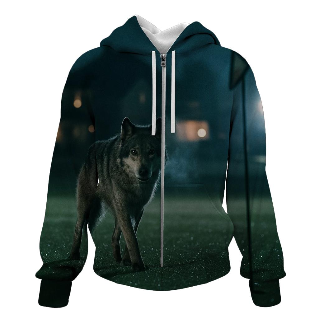 Suburban Golf Course Night Wolf printed hoodies