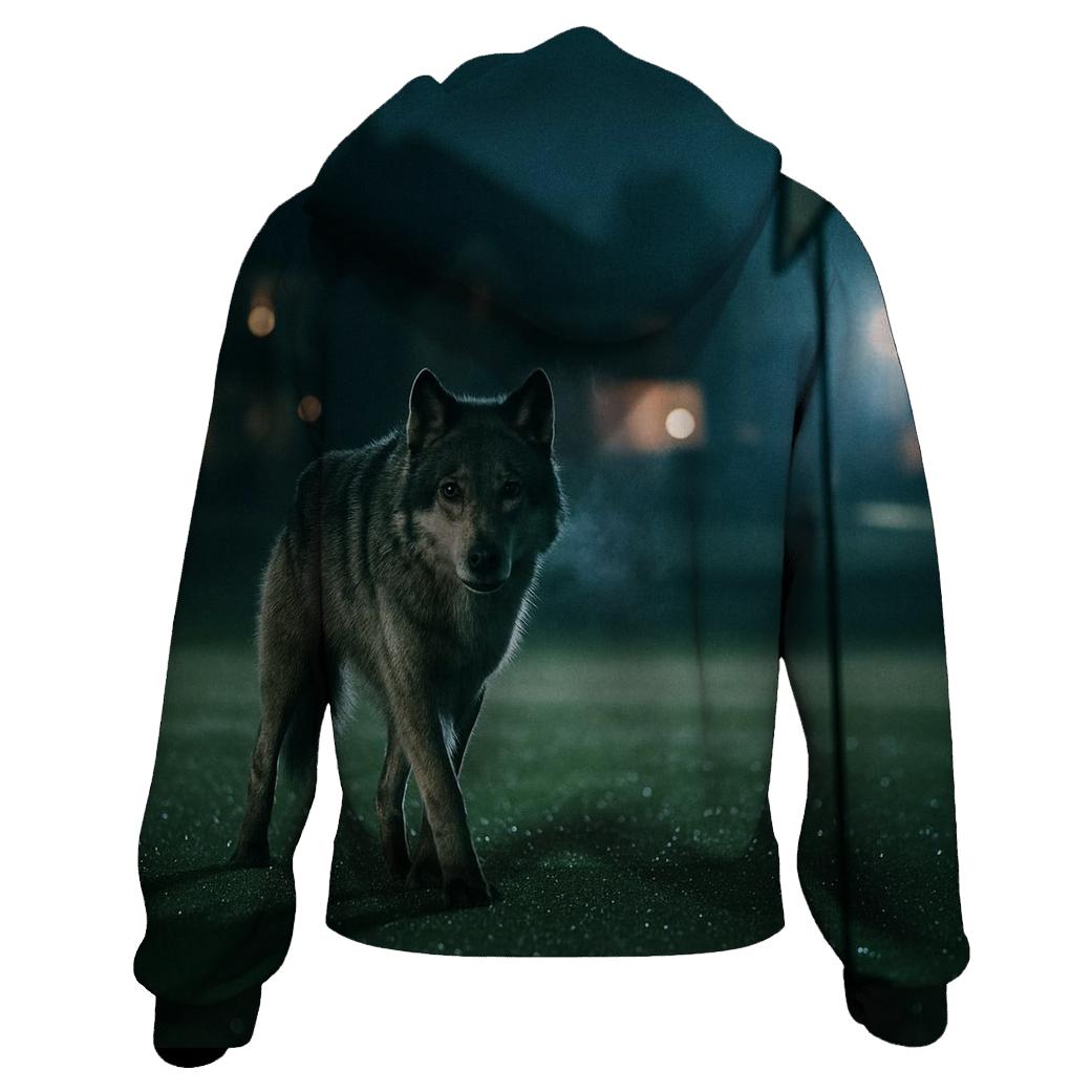 Suburban Golf Course Night Wolf printed hoodies