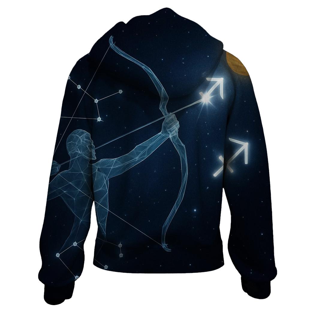 Sagittarius Cosmic Archer Trajectory embroidered hoodies