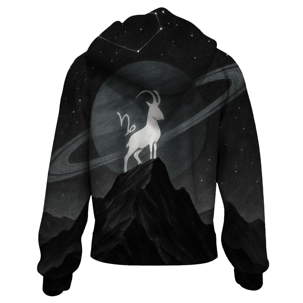 Capricorn Mountain Ringed Planet pullover hoodies