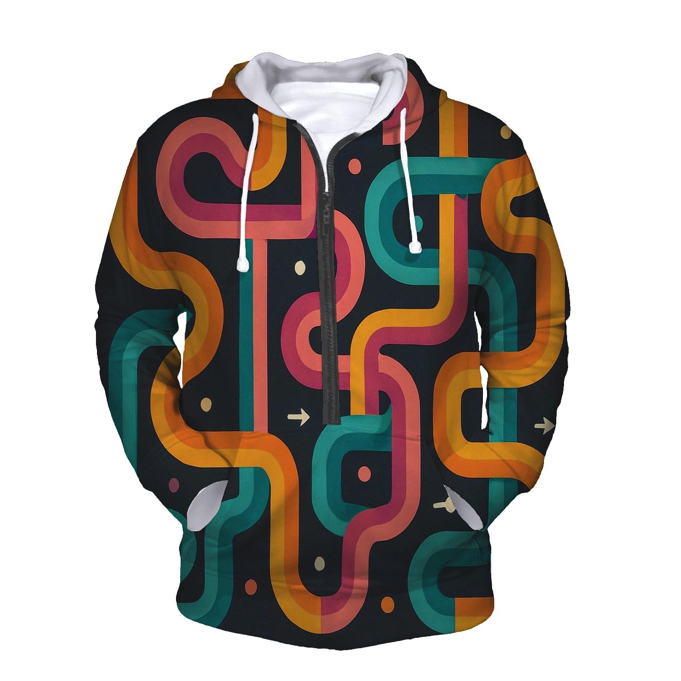 Psychedelic Rainbow Maze Paths designer hoodies