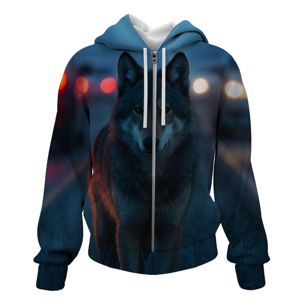 Highway Median Watching Wolf heavyweight hoodies