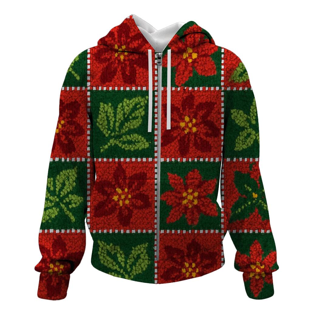 Poinsettia Pixel Patchwork Design hoodie designs