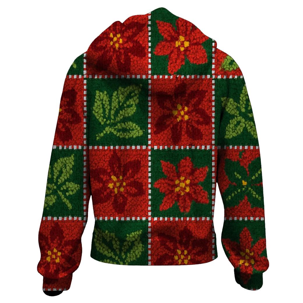 Poinsettia Pixel Patchwork Design hoodie designs