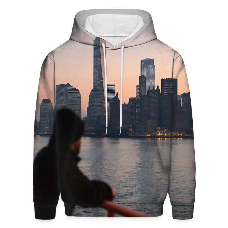Harbor Ferry Dawn Approach To Lower Manhattan custom hoodies