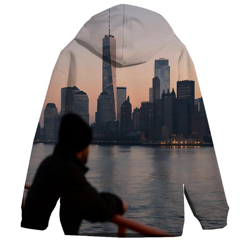 Harbor Ferry Dawn Approach To Lower Manhattan custom hoodies