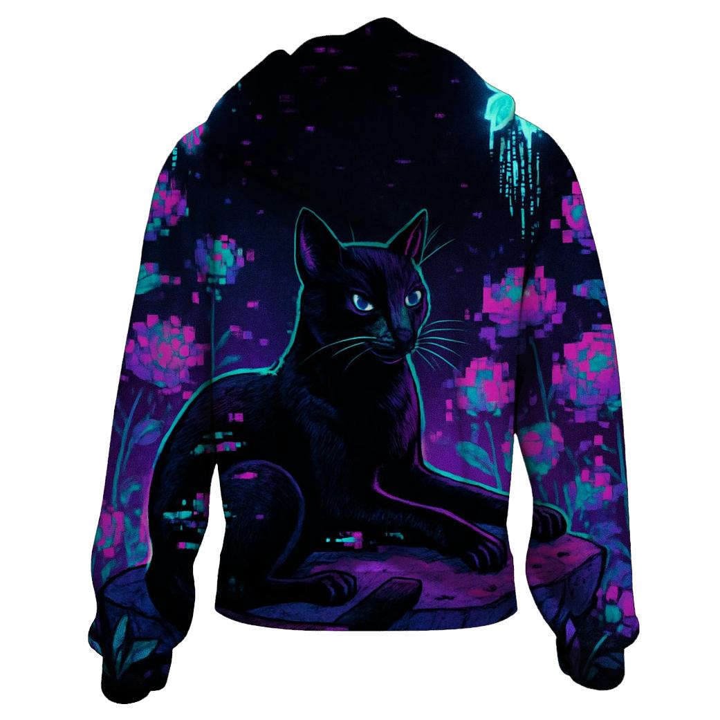 Glitched Garden Cat hoodies fashion