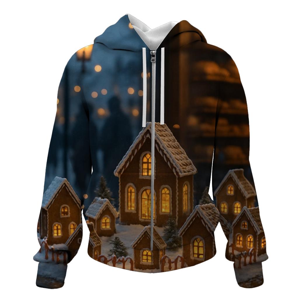 Gingerbread Street In The Bakers Window zip-up hoodies