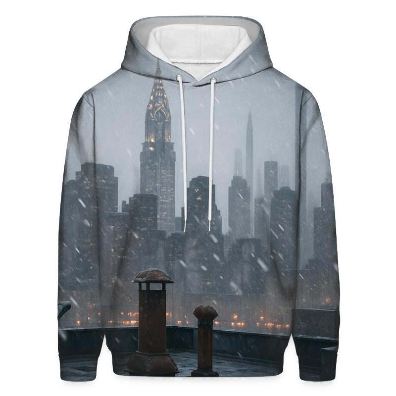 Snow Squall Over Midtown From Queens Rooftop pullover hoodies