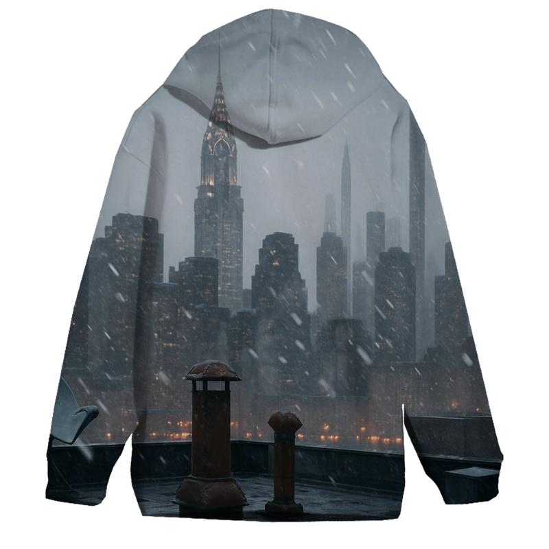 Snow Squall Over Midtown From Queens Rooftop pullover hoodies
