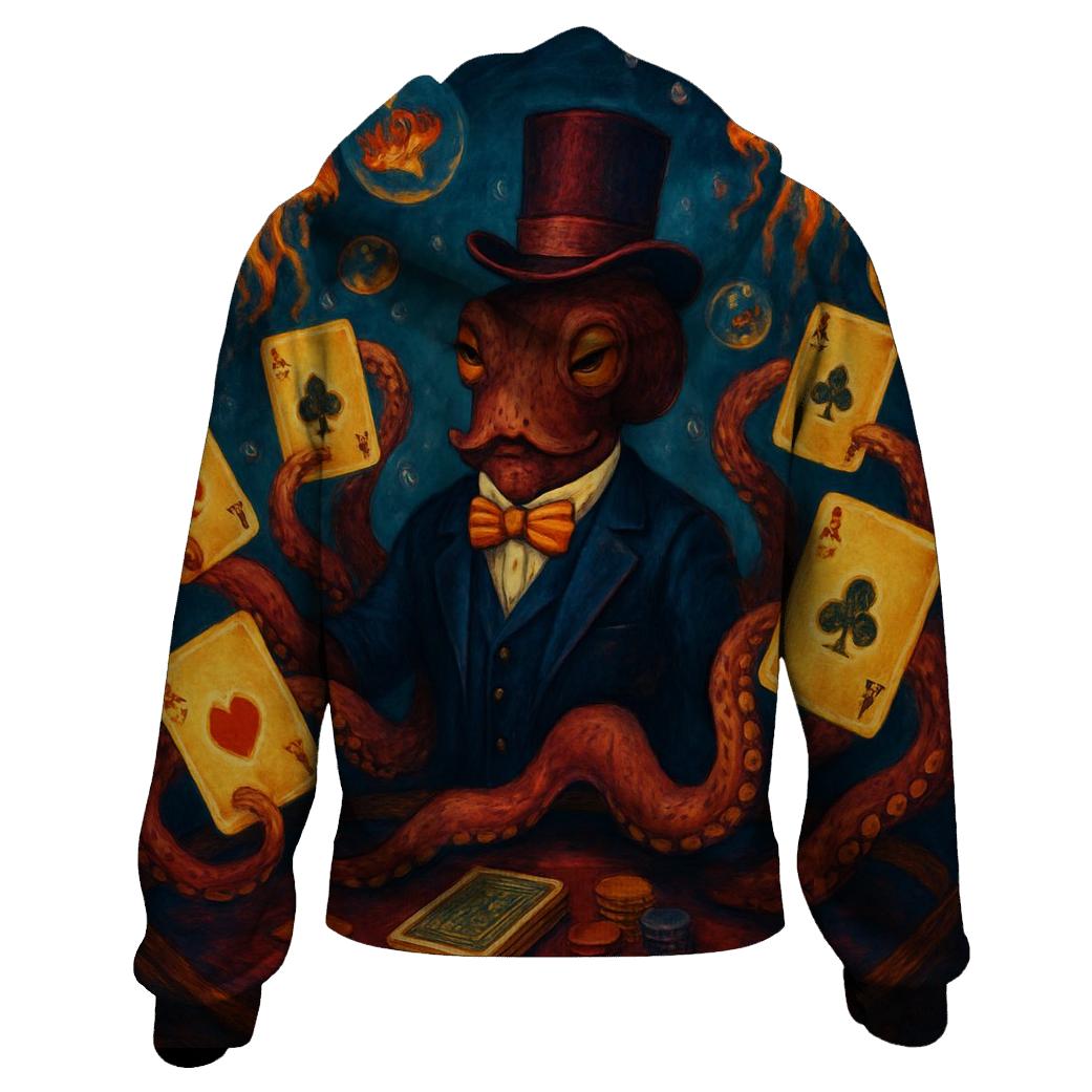 Card Dealer Octopus zip-up hoodies