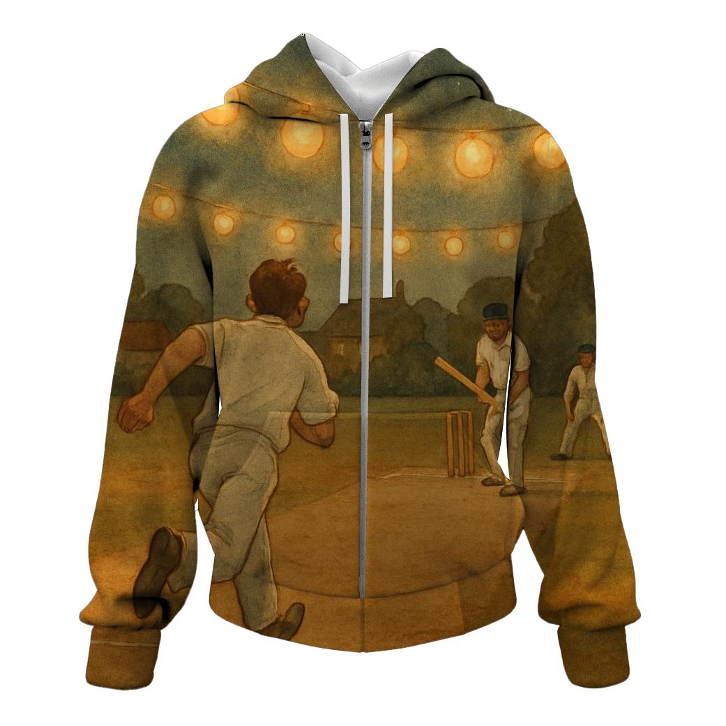 Nighttime Cricket Under Lanterns pullover hoodies