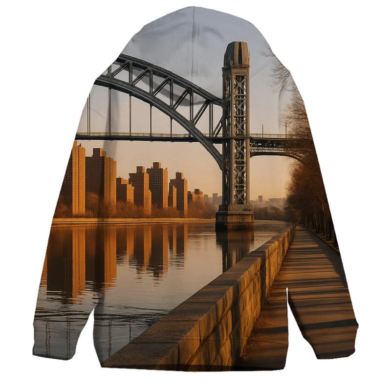 Harlem River Sunset Framing Uptown Towers lightweight hoodies