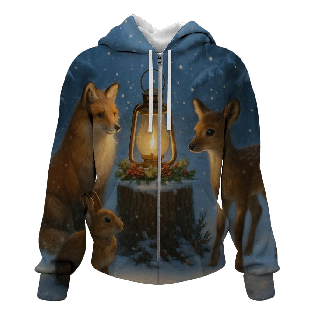 Woodland Animals Around The Christmas Lantern hoodies fashion