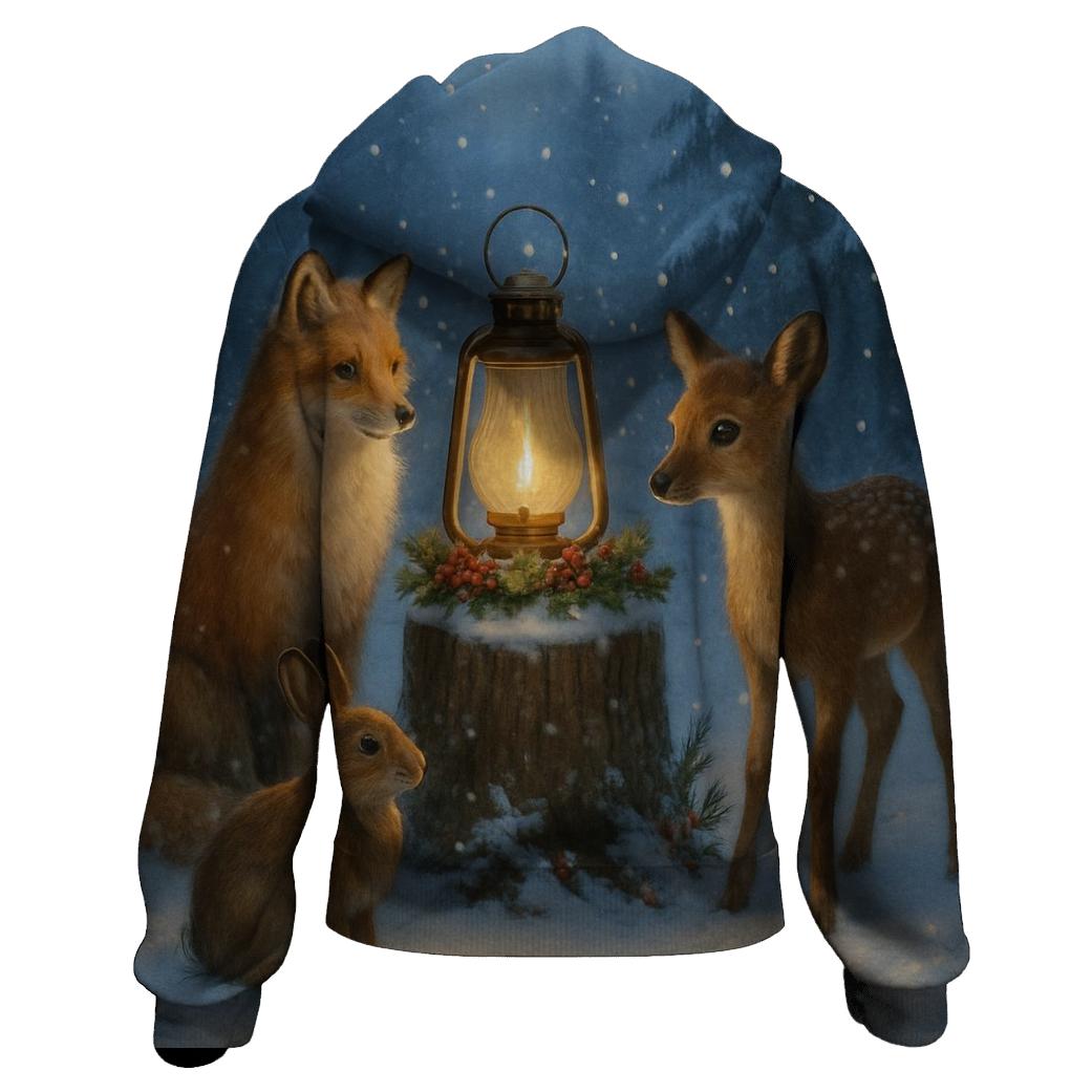 Woodland Animals Around The Christmas Lantern hoodies fashion