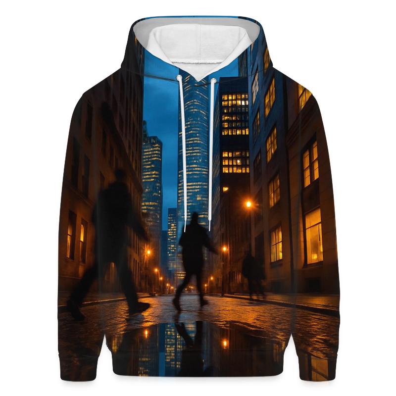 Financial District Blue Hour Reflected In Rain Puddles zip-up hoodies