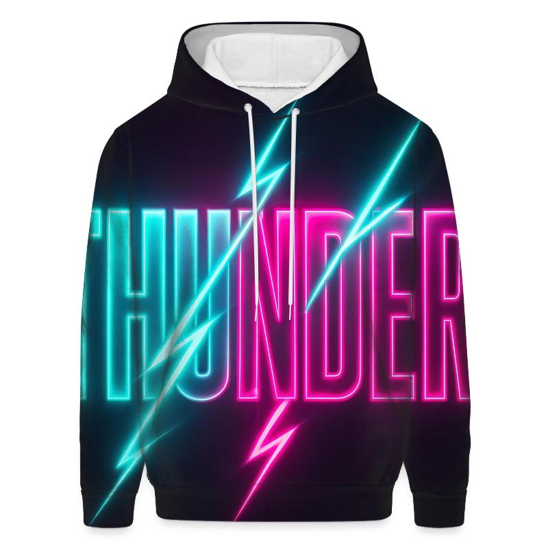 Neon Typographic Thunder hoodie designs