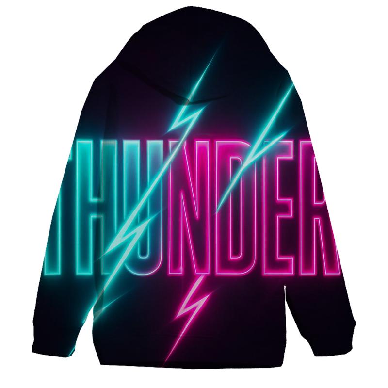 Neon Typographic Thunder hoodie designs