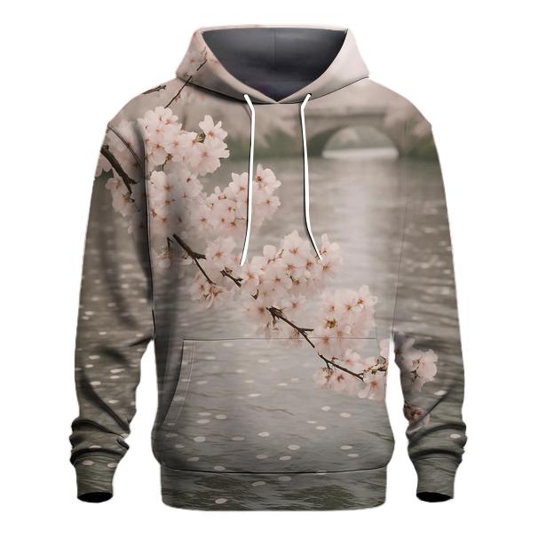 Cherry Blossoms Over Quiet Riverbank designer hoodies