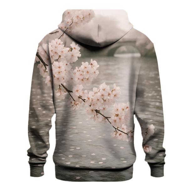 Cherry Blossoms Over Quiet Riverbank designer hoodies