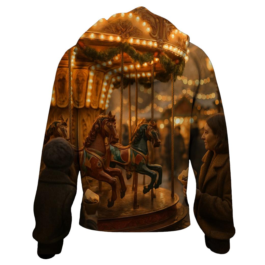 Christmas Market Carousel At Golden Hour zip-up hoodies