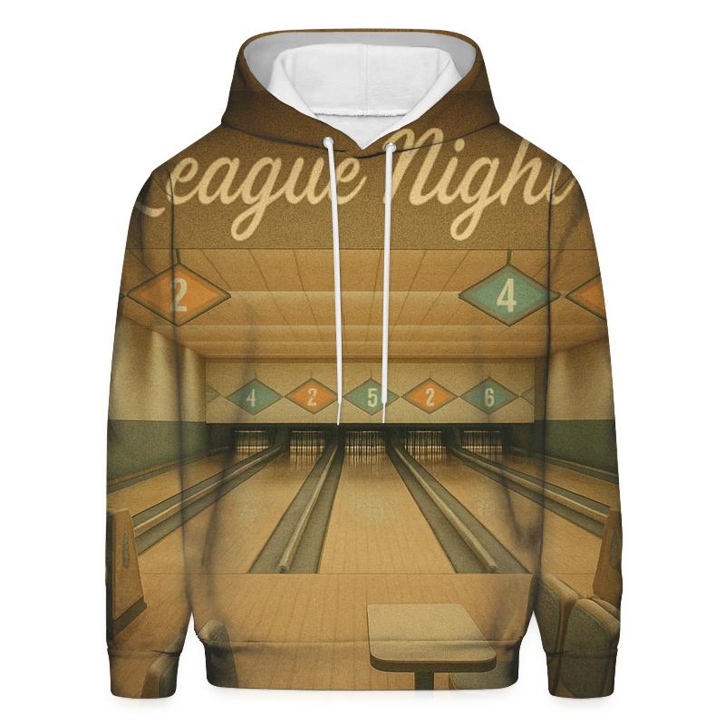 Retro Bowling Alley League Night printed hoodies
