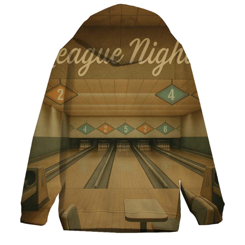 Retro Bowling Alley League Night printed hoodies