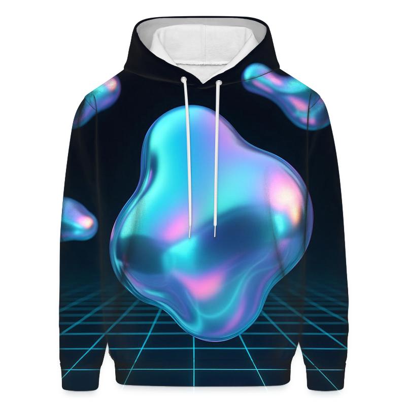 Holographic Liquid Grid pullover hoodies