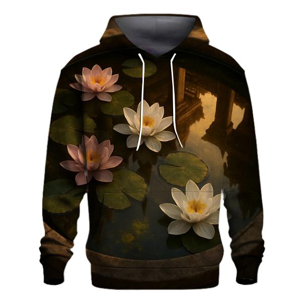 Water Lilies In Reflected Temple Courtyard hoodie styles
