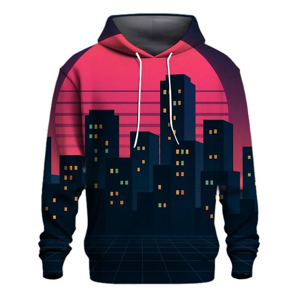Midnight Synth Skyline designer hoodies