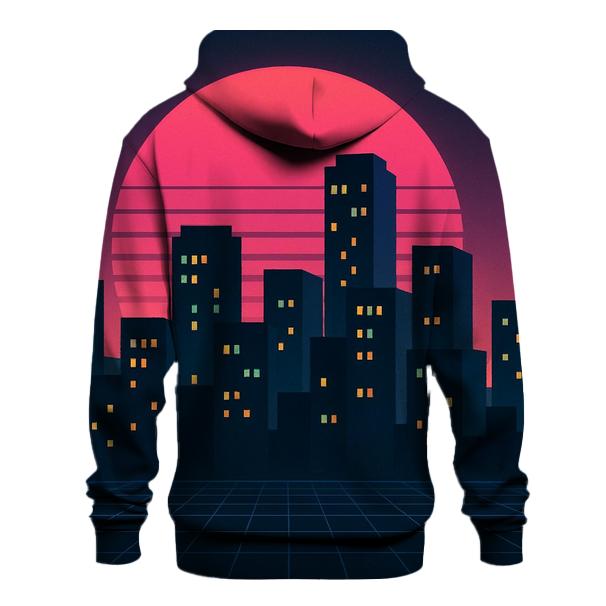 Midnight Synth Skyline designer hoodies