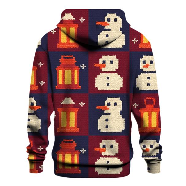 Snowman Lantern Checkerboard Design hoodies fashion