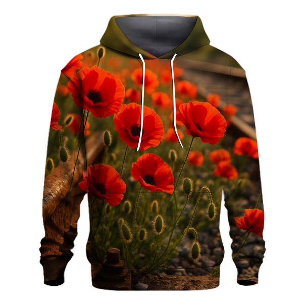 Wild Poppies Along Abandoned Railway designer hoodies