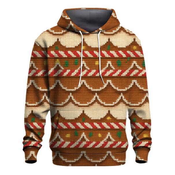 Gingerbread House Roof Tiles Design embroidered hoodies