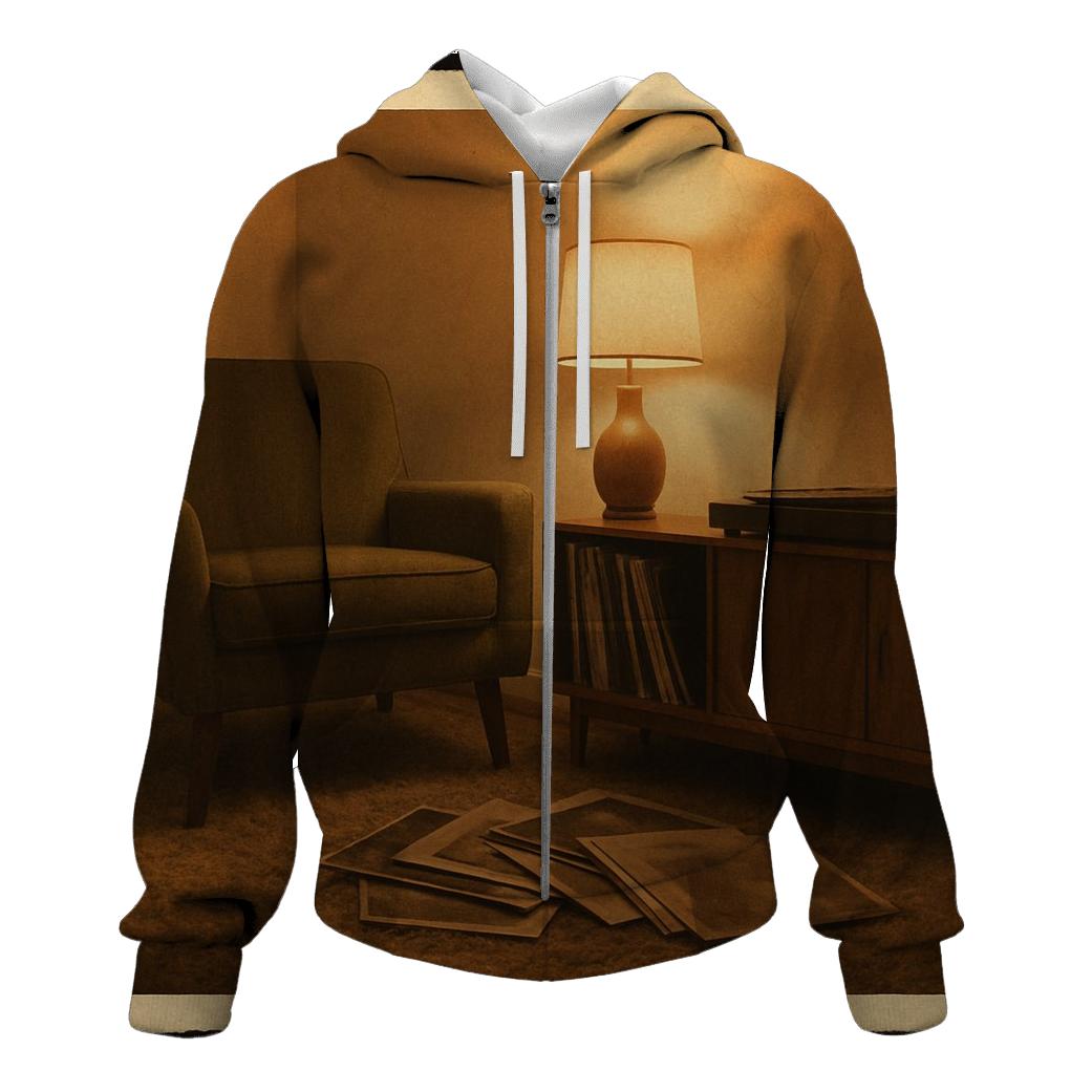 Rustic Vinyl Listening Lounge zip-up hoodies