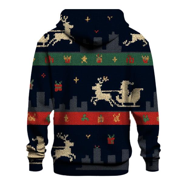 Santa Sleigh Skyline Stripes Design graphic hoodies