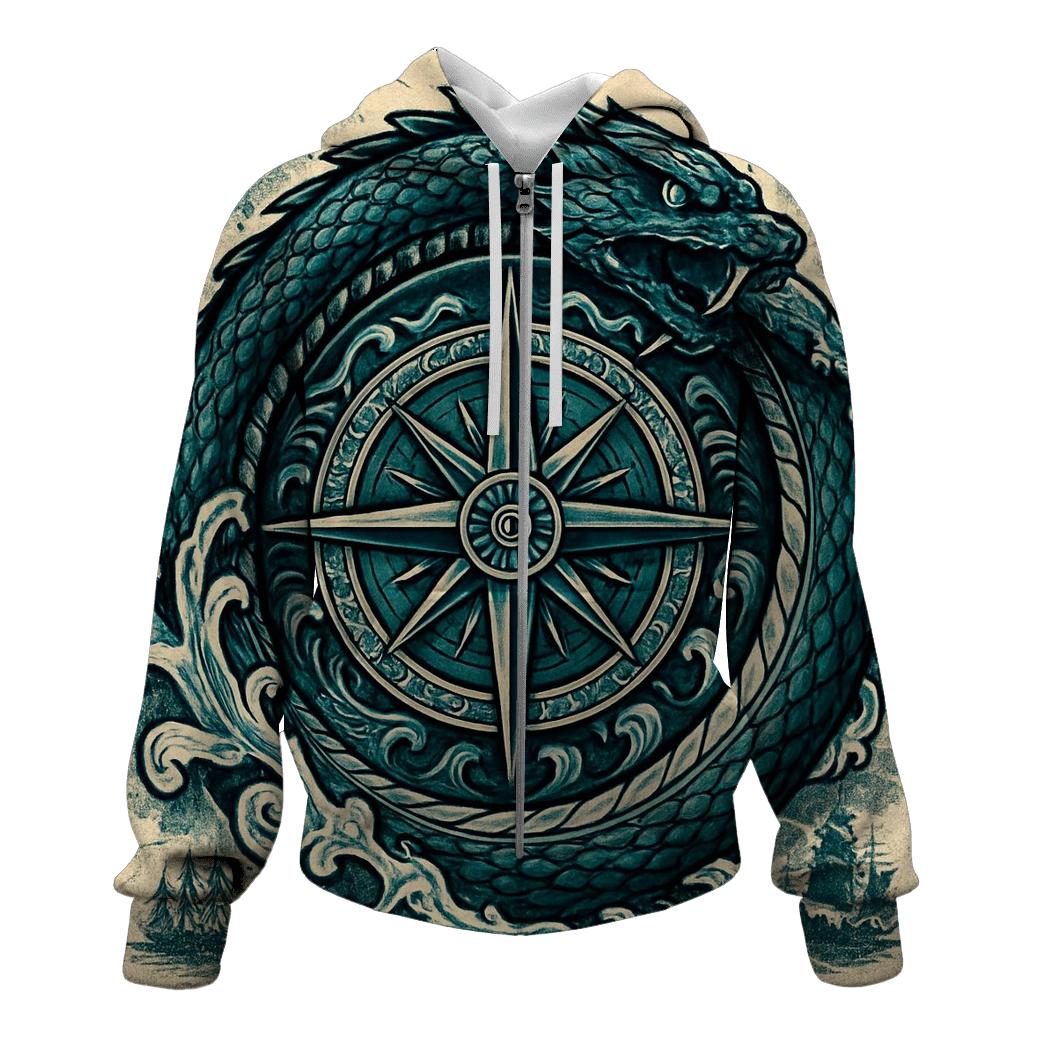 Ocean Tide Ouroboros Compass lightweight hoodies