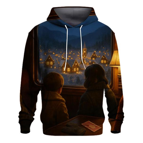 Snowy Train Ride To The Christmas Village lightweight hoodies