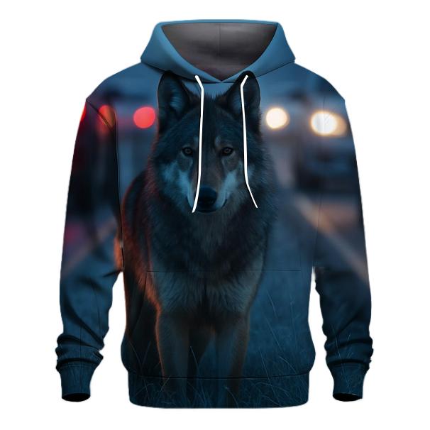 Highway Median Watching Wolf heavyweight hoodies