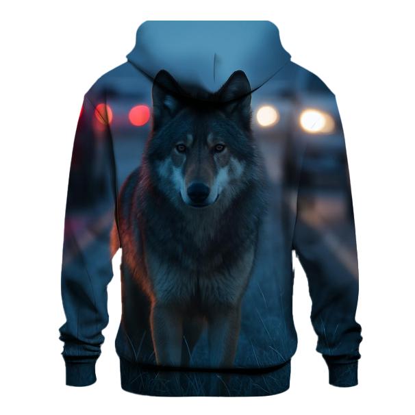 Highway Median Watching Wolf heavyweight hoodies