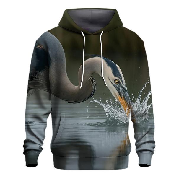 Estuary Heron Mirror Strike embroidered hoodies