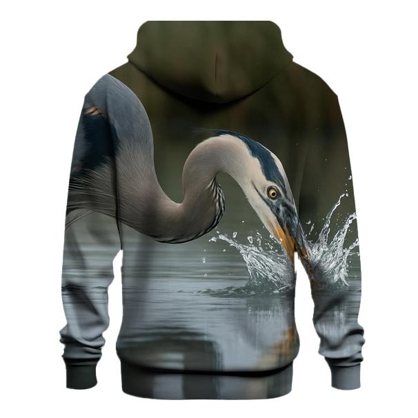 Estuary Heron Mirror Strike embroidered hoodies