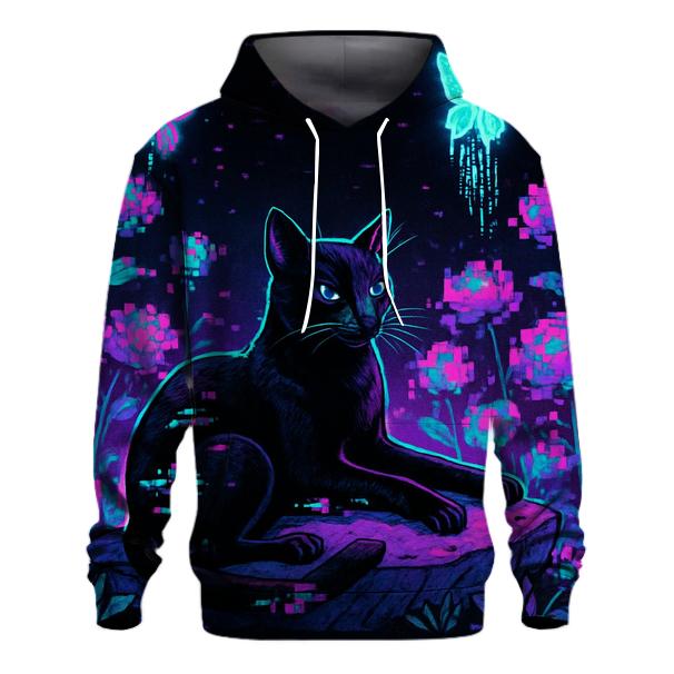 Glitched Garden Cat embroidered hoodies