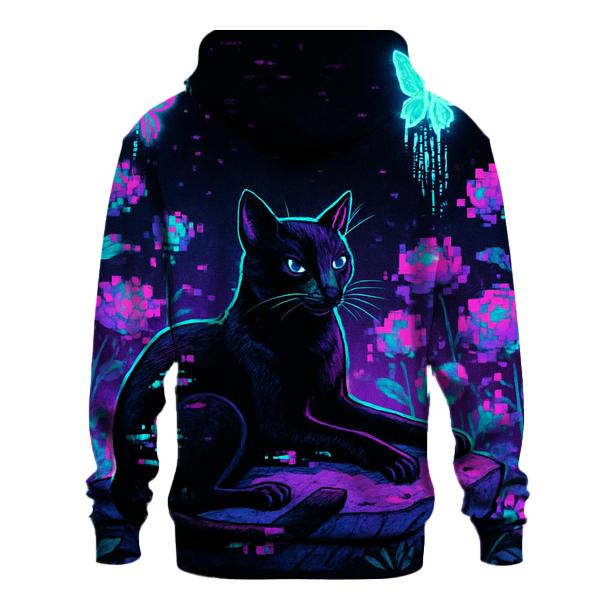 Glitched Garden Cat embroidered hoodies