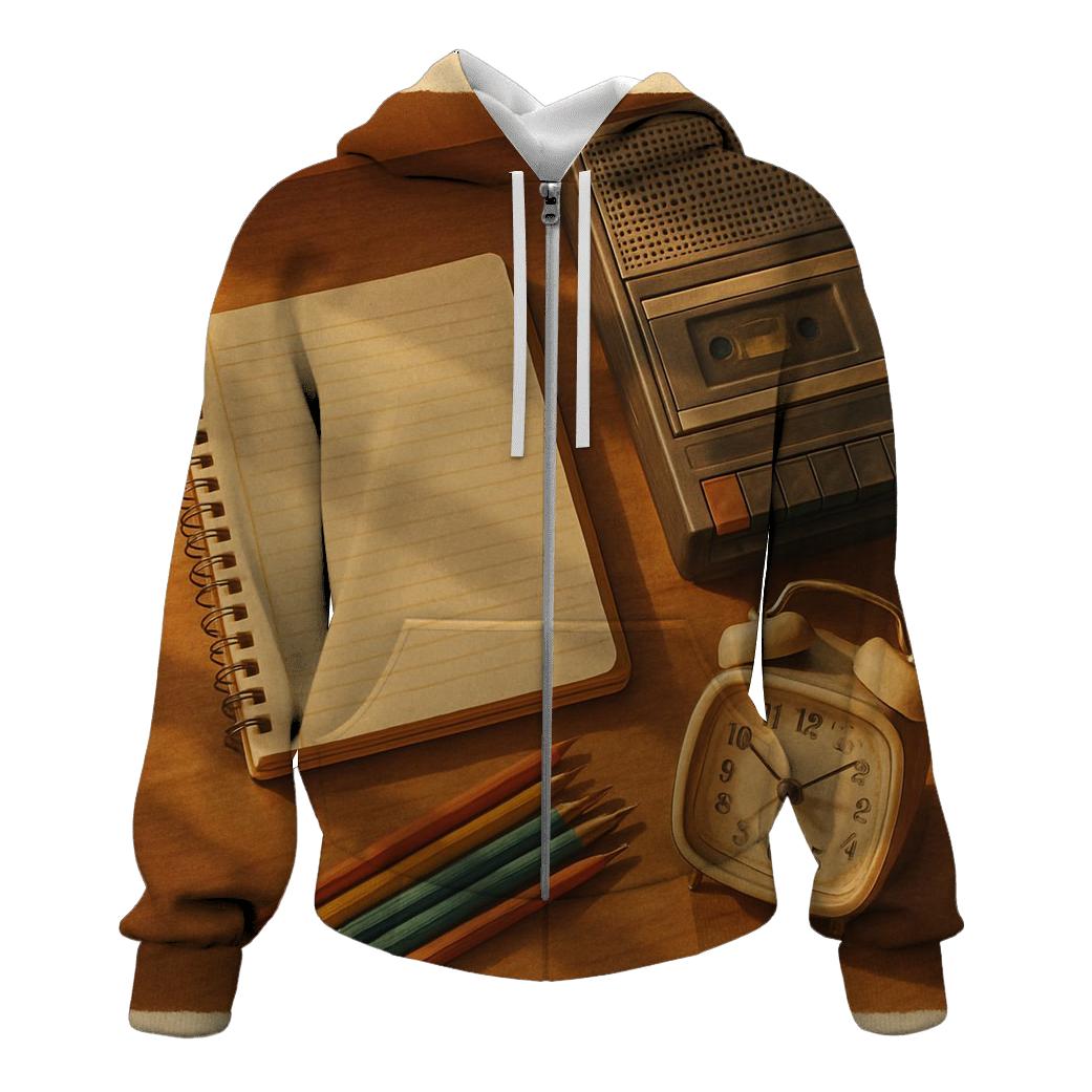Vintage Homework Desk Study Scene premium hoodies