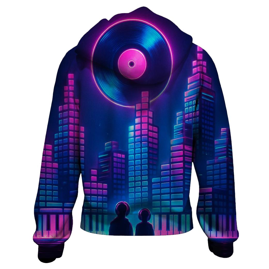 Neon Synth Skyline hoodie trends