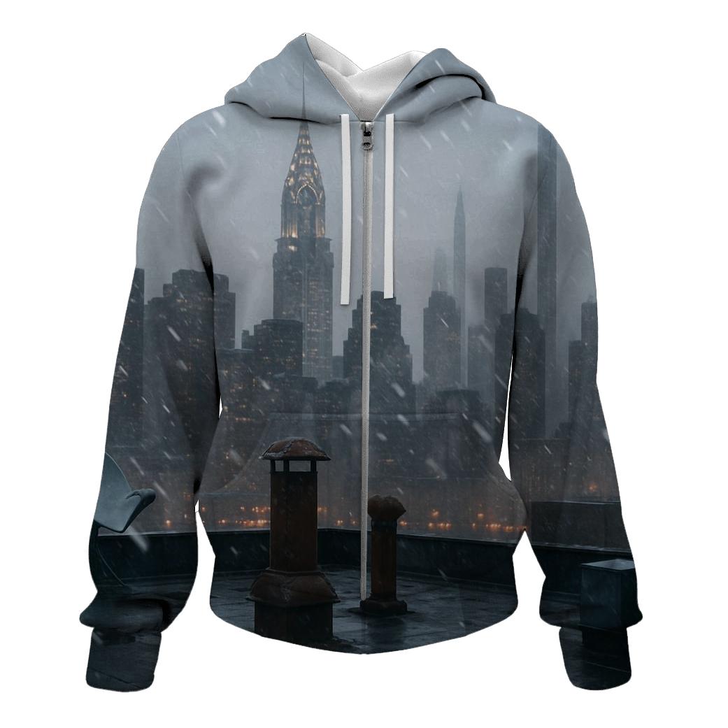 Snow Squall Over Midtown From Queens Rooftop pullover hoodies